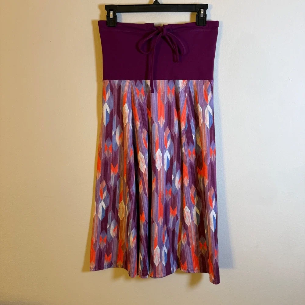 Prana Purple Geometric Diamond Print Midi dress Womens‎ Size Medium Tie front